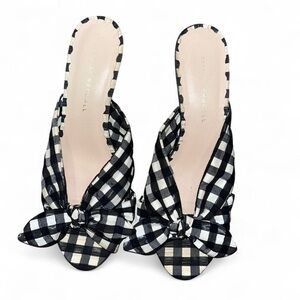 Black & White Gingham Knot Slide Sandals - Unknown Brand